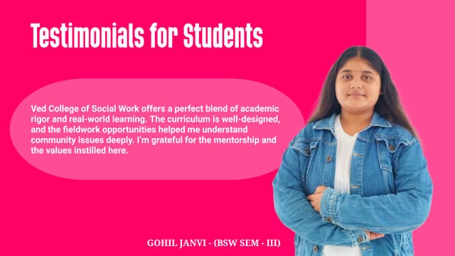 Ved College Student testimonial